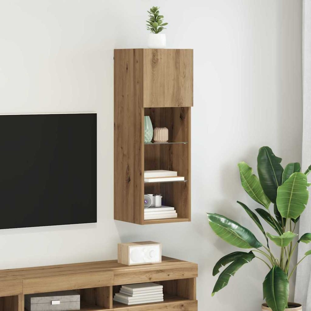vidaXL Κρεμαστός θρανίο τηλεόρασης 30,5 x 30 x 90 cm Artisan Oak