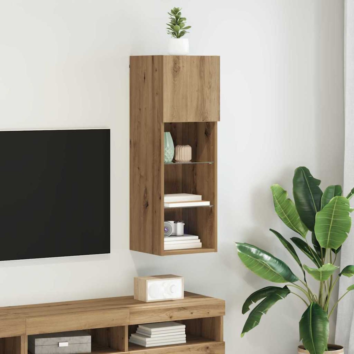 vidaXL Κρεμαστός θρανίο τηλεόρασης 30,5 x 30 x 90 cm Artisan Oak