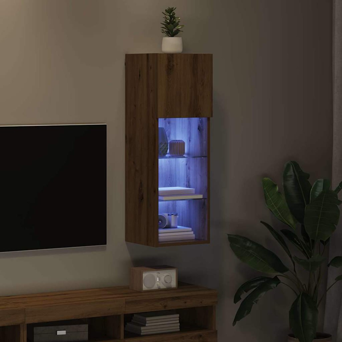 vidaXL Κρεμαστός θρανίο τηλεόρασης 30,5 x 30 x 90 cm Artisan Oak
