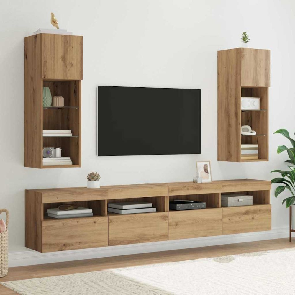 vidaXL Τοίχου ντουλάπες τηλεόρασης 2 τμχ. Artisan Oak