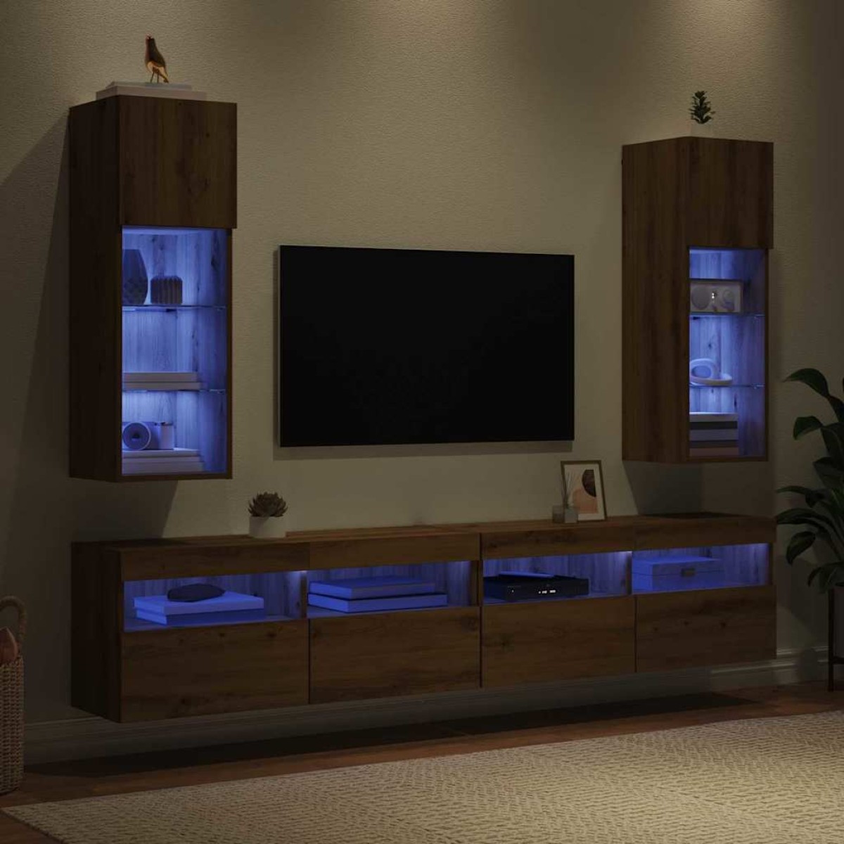 vidaXL Τοίχου ντουλάπες τηλεόρασης 2 τμχ. Artisan Oak