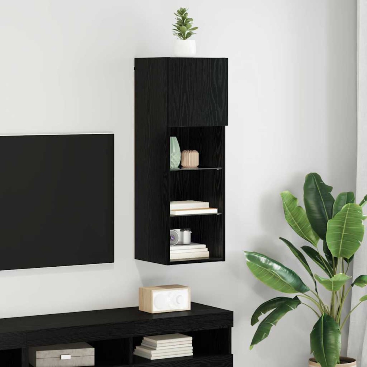 vidaXL Κρεμαστός θρανίο τηλεόρασης 30,5 x 30 x 90 cm Μαύρη Οξυά