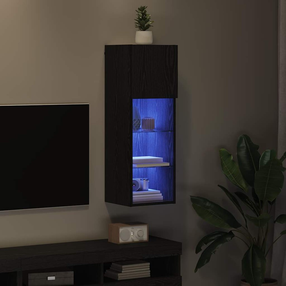 vidaXL Κρεμαστός θρανίο τηλεόρασης 30,5 x 30 x 90 cm Μαύρη Οξυά