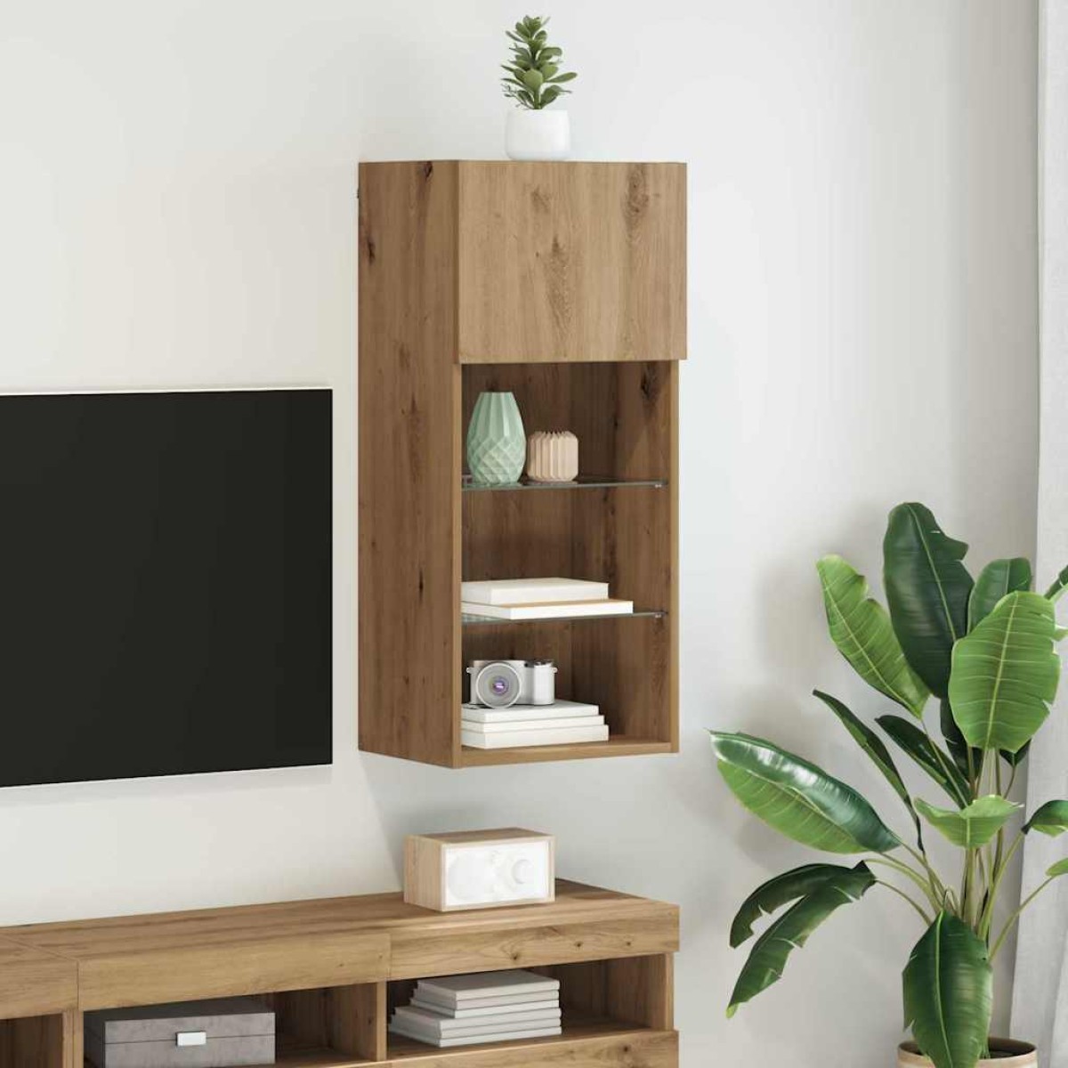vidaXL Κρεμαστός θρανίο τηλεόρασης 40,5 x 30 x 90 εκ Artisan Oak
