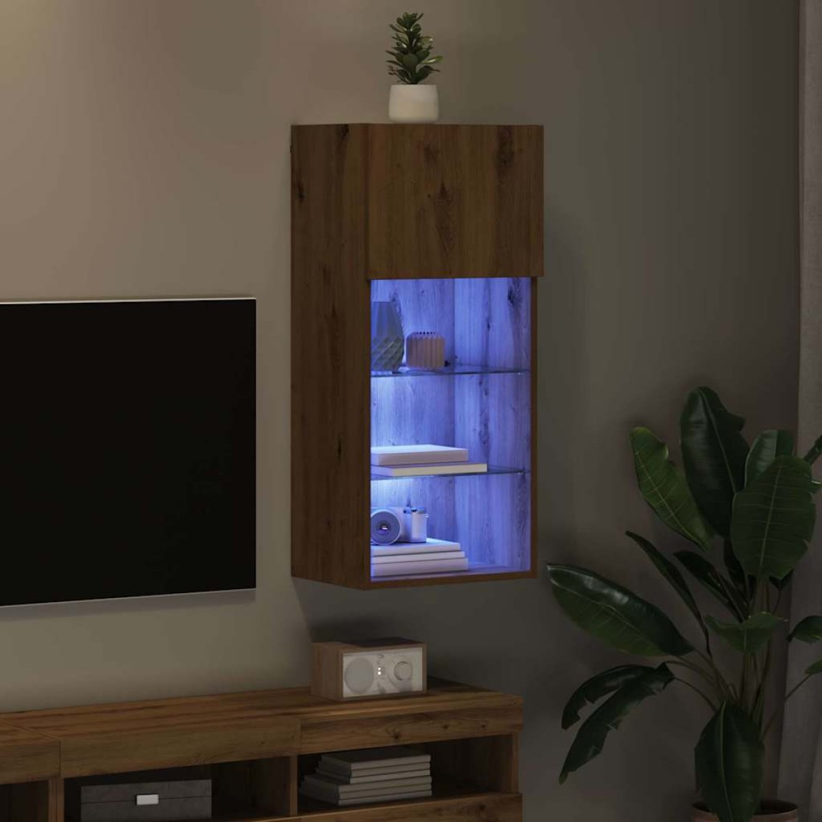 vidaXL Κρεμαστός θρανίο τηλεόρασης 40,5 x 30 x 90 εκ Artisan Oak
