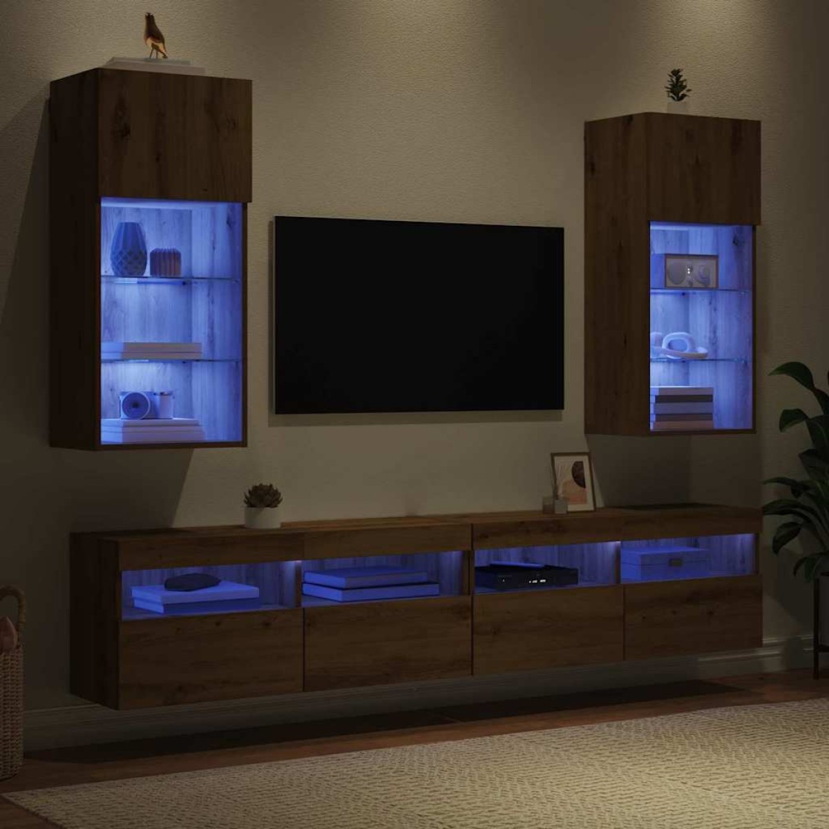 vidaXL Τοίχου ντουλάπες τηλεόρασης 2 τμχ. Artisan Oak
