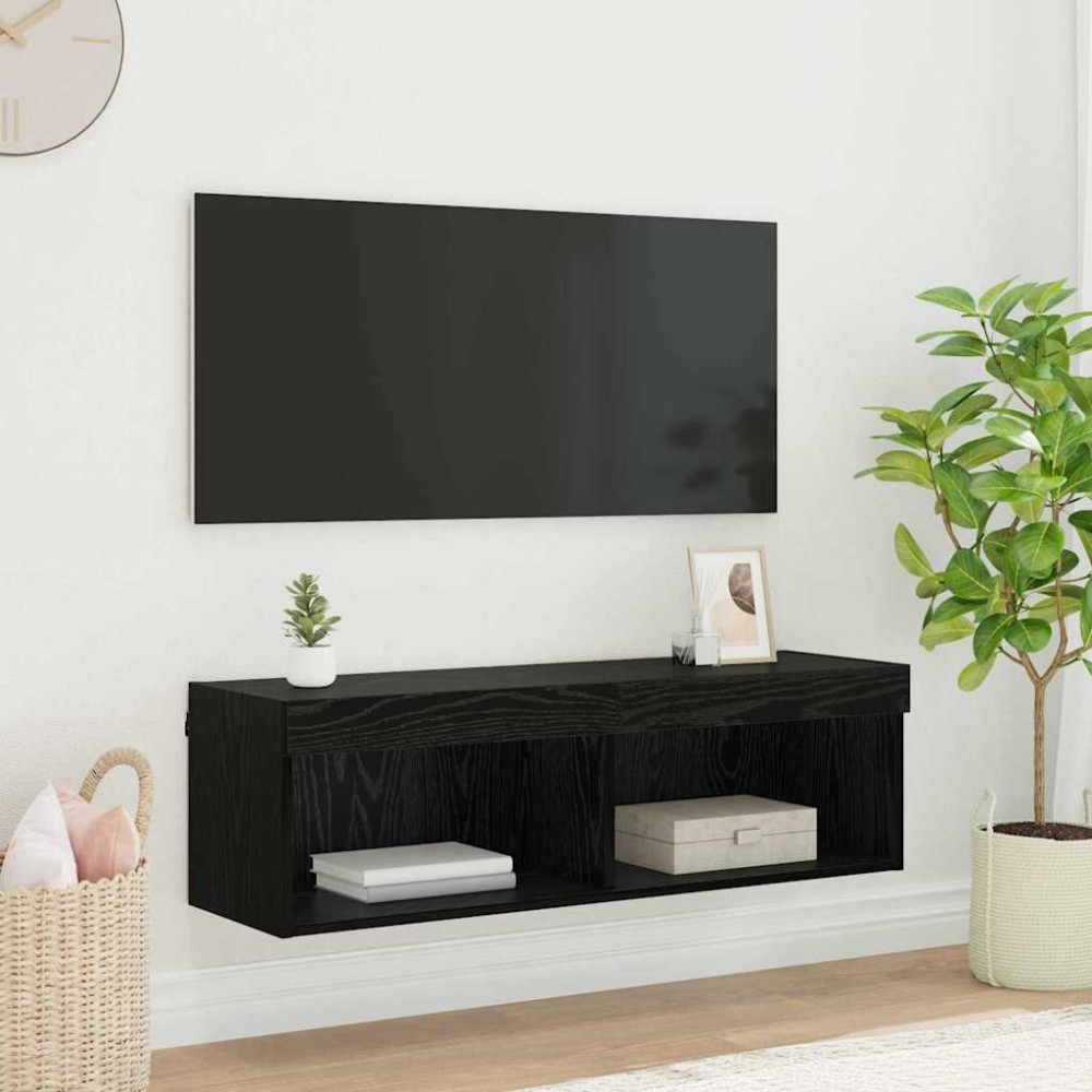vidaXL Ντουλάπι Τηλεόρασης Τοίχου 100 x 30 x 30 cm Μαύρη Οξυά