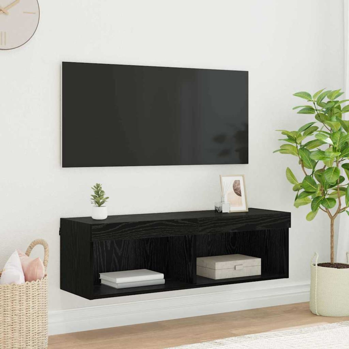 vidaXL Ντουλάπι Τηλεόρασης Τοίχου 100 x 30 x 30 cm Μαύρη Οξυά