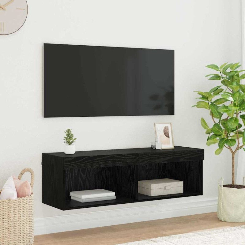 vidaXL Ντουλάπι Τηλεόρασης Τοίχου 100 x 30 x 30 cm Μαύρη Οξυά