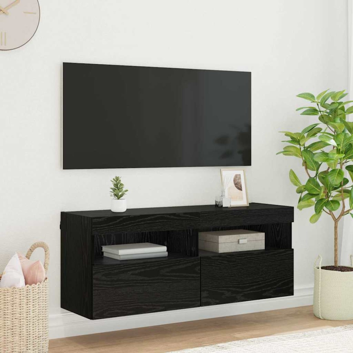vidaXL Ντουλάπι Τηλεόρασης Τοίχου 100 x 30 x 40 εκ Μαύρη Οξυά