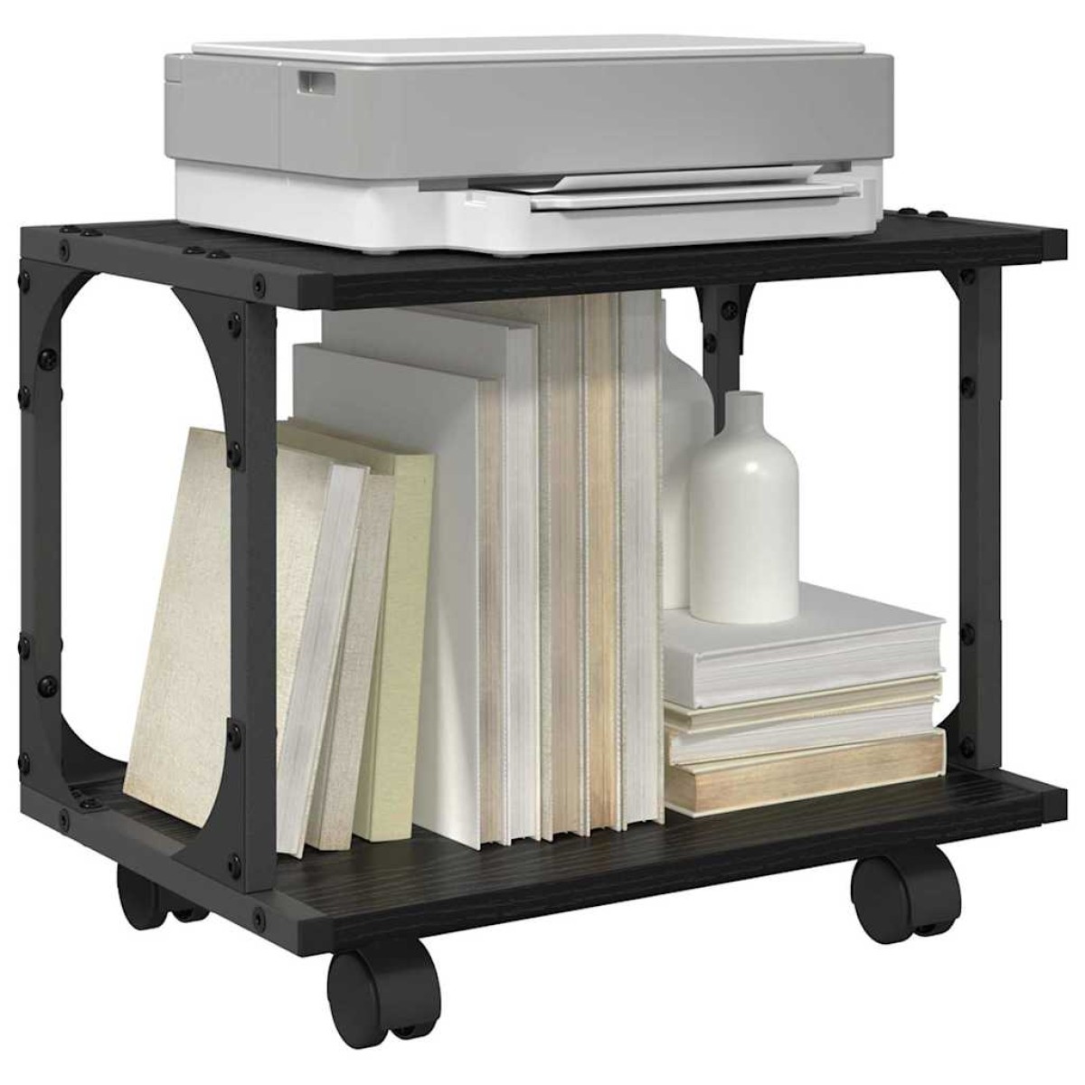 vidaXL Σταντ Εκτυπωτή Μαύρη Δρυς 41 x 28 x 33,5 εκ. Επεξεργασμένο Ξύλο