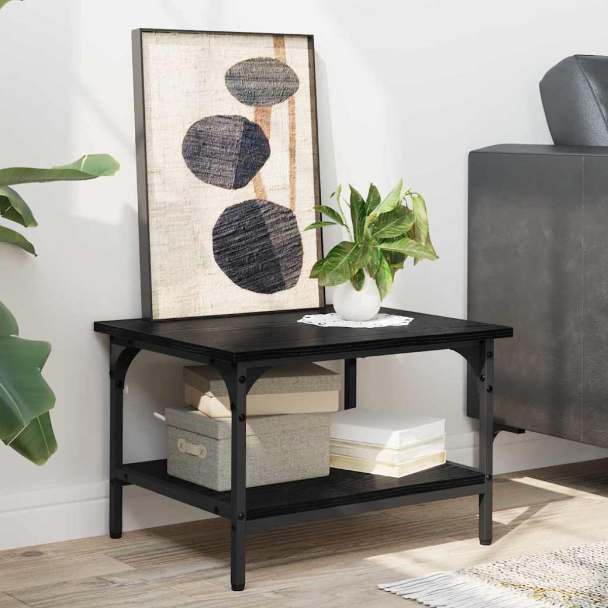 vidaXL Σταντ Εκτυπωτή Μαύρη Οξυά 50 x 40 x 38 cm Επεξεργασμένο Ξύλο