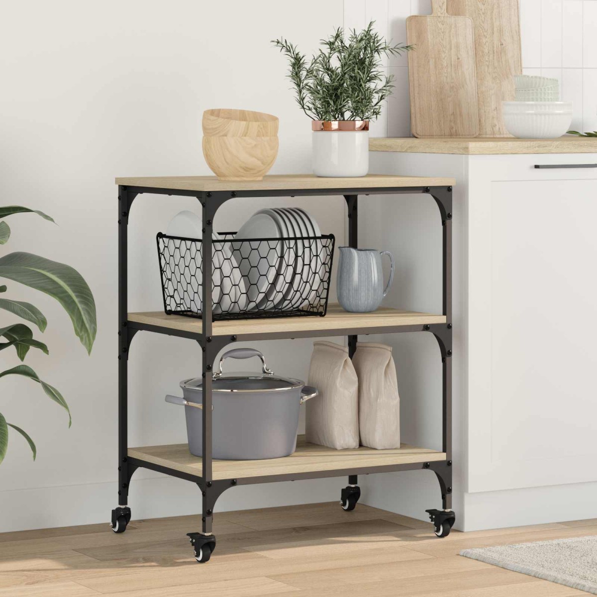 vidaXL Καρότσι Κουζίνας Δρύς Sonoma 60 x 41 x 76 εκ.
