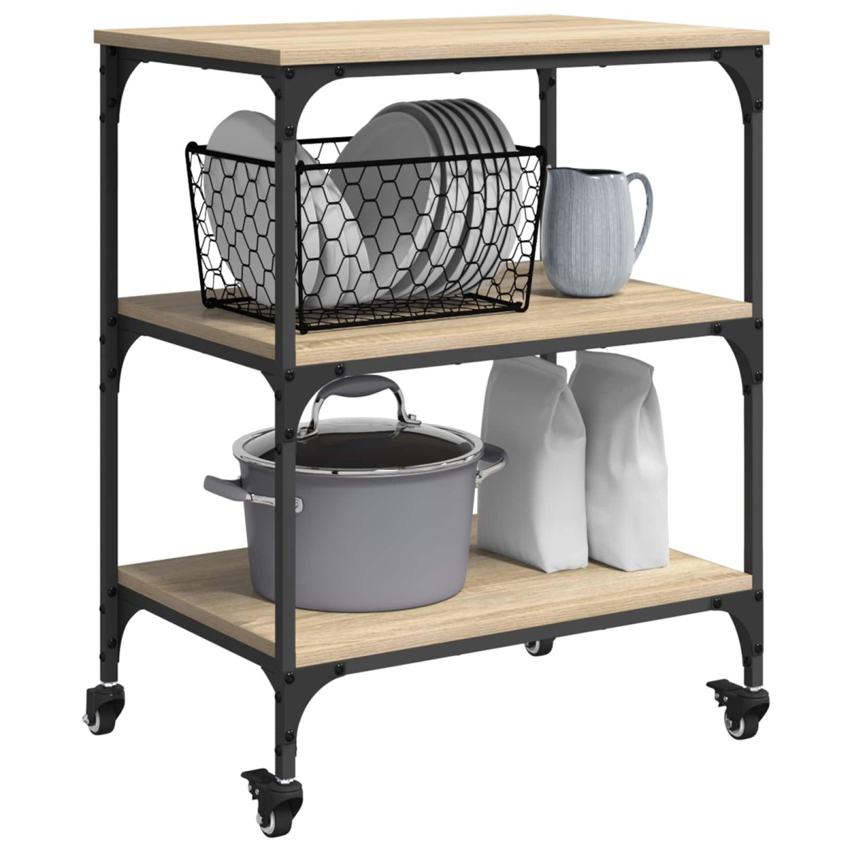 vidaXL Καρότσι Κουζίνας Δρύς Sonoma 60 x 41 x 76 εκ.