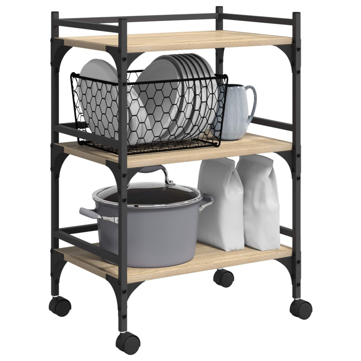vidaXL Καρότσι Κουζίνας Δρύς Sonoma 50 x 35 x 75,5 εκ