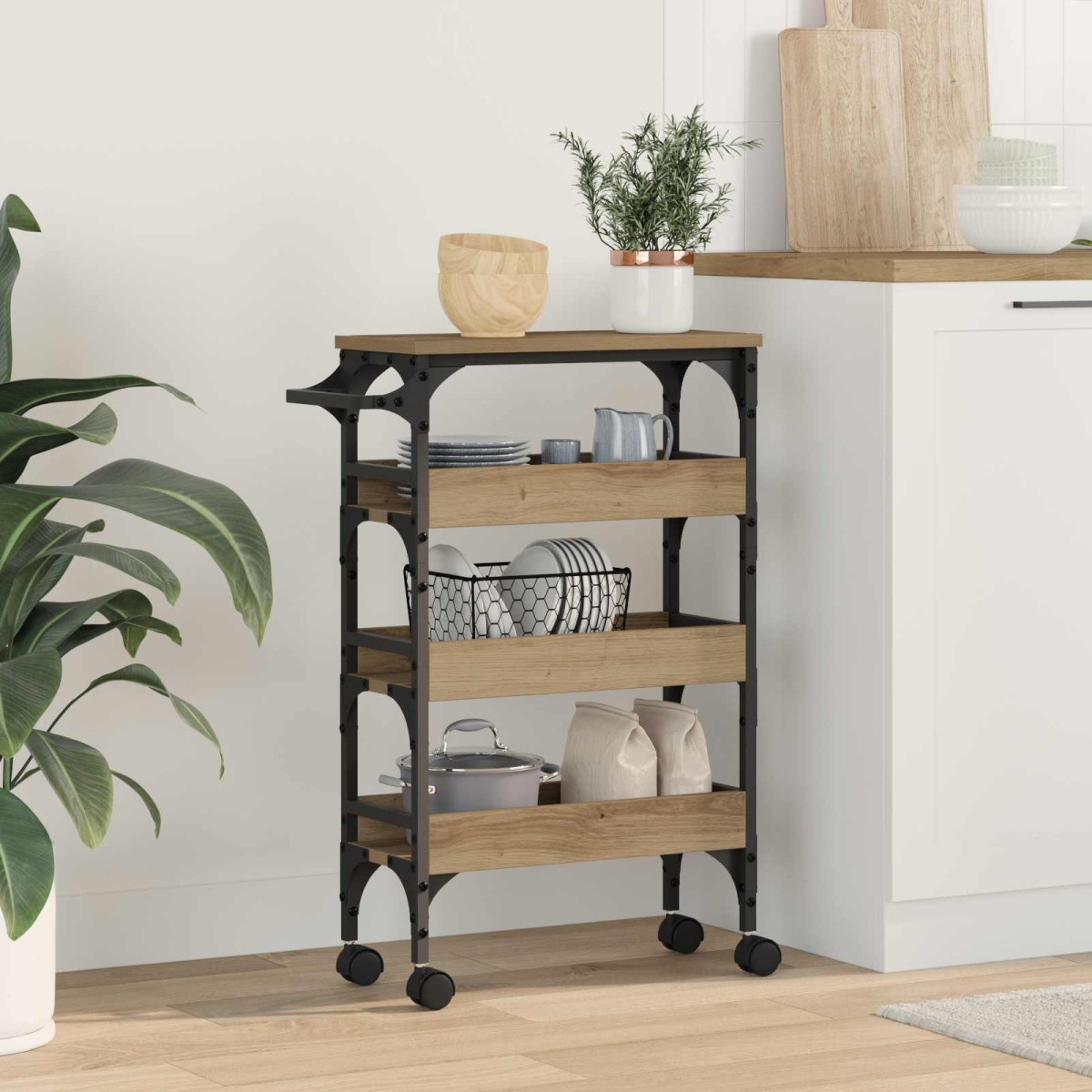 vidaXL Καρότσι Κουζίνας Artisan Oak 53 x 20 x 76 εκ.