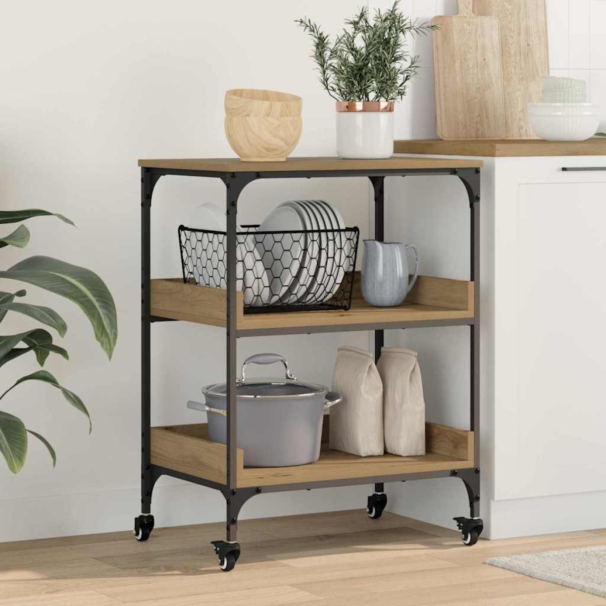 vidaXL Καρότσι Κουζίνας Artisan Oak 60 x 41 x 80.5 εκ.