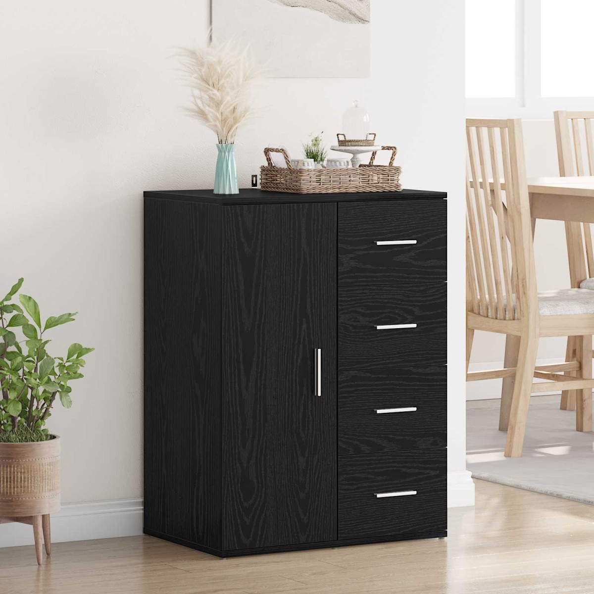 vidaXL Πλαϊνό γραφείο Μαύρη Οξυά 59 x 39 x 80 εκ. Επεξεργασμένο Ξύλο