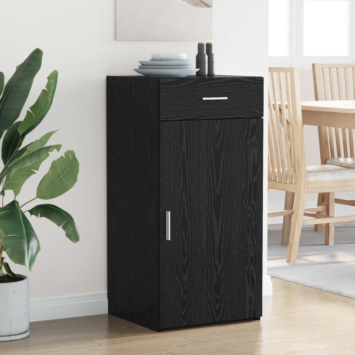 vidaXL Πλαϊνό γραφείο Μαύρη δρυς 45 x 42,5 x 93 εκ. Επεξεργασμένο Ξύλο