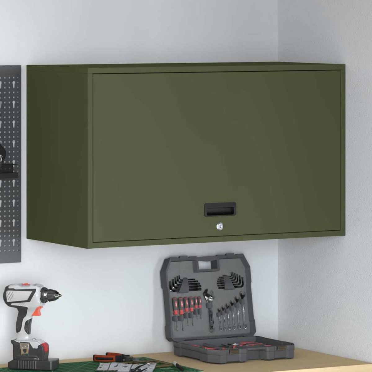 vidaXL Ντουλάπι τοίχου για γκαράζ Λαδί 90 x 40 x 53 εκ
