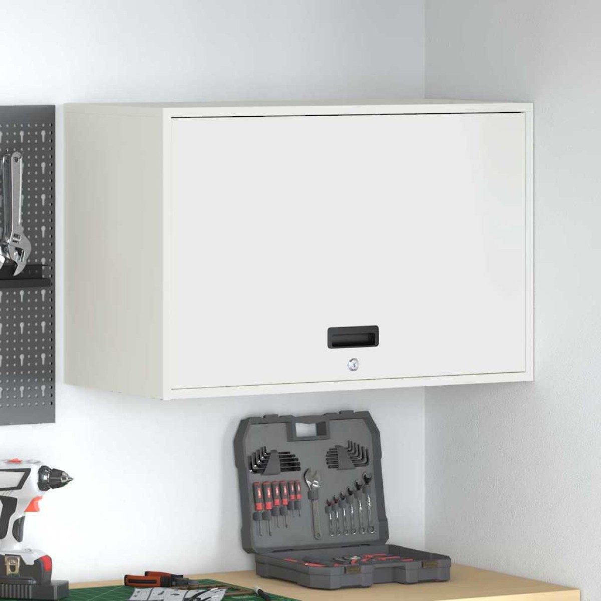 vidaXL Ντουλάπι τοίχου για γκαράζ Λευκό 80 x 40 x 53 εκ