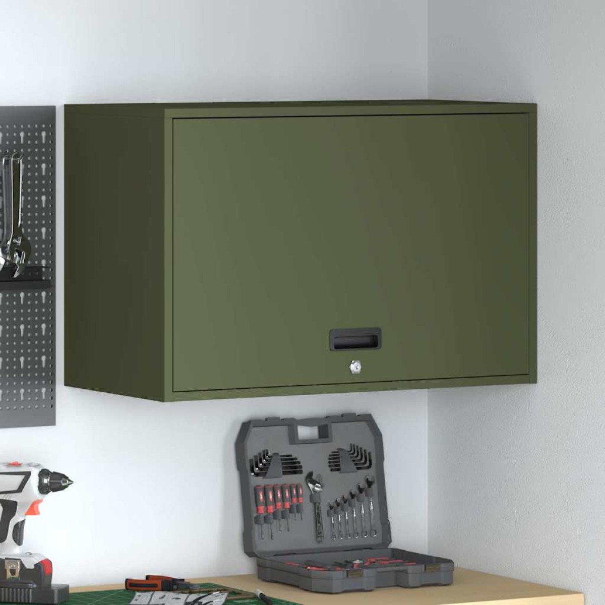 vidaXL Ντουλάπι τοίχου για γκαράζ Λαδί 80 x 40 x 53 εκ