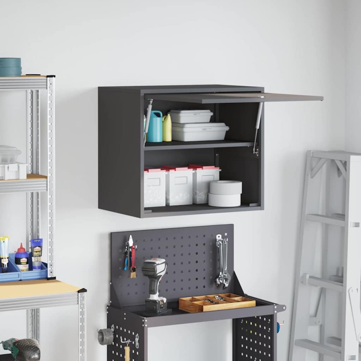 vidaXL Ντουλάπι τοίχου για γκαράζ Μαύρο 60 x 40 x 53 εκ
