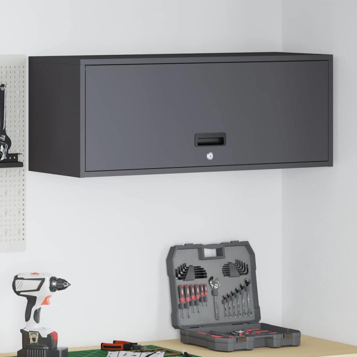 vidaXL Ντουλάπι τοίχου για γκαράζ Μαύρο 90 x 33 x 35 εκ