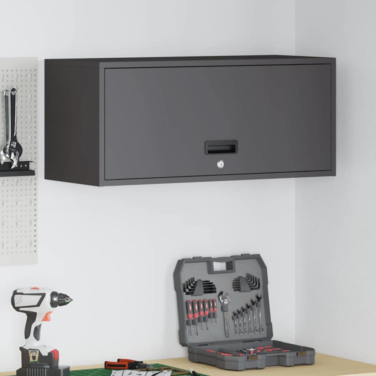vidaXL Ντουλάπι τοίχου για γκαράζ Μαύρο 80 x 33 x 35 εκ