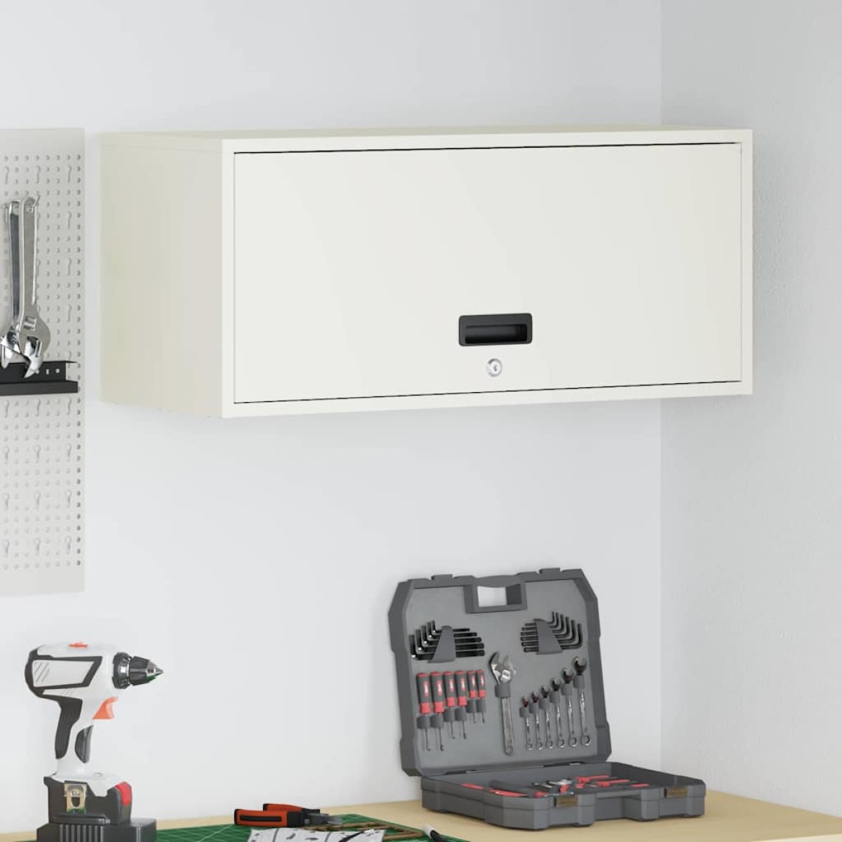 vidaXL Ντουλάπι τοίχου για γκαράζ Λευκό 80 x 33 x 35 εκ