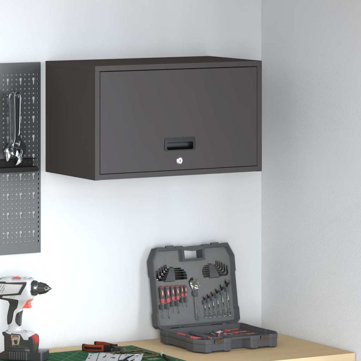 vidaXL Ντουλάπι τοίχου για γκαράζ Μαύρο 60 x 33 x 35 εκ