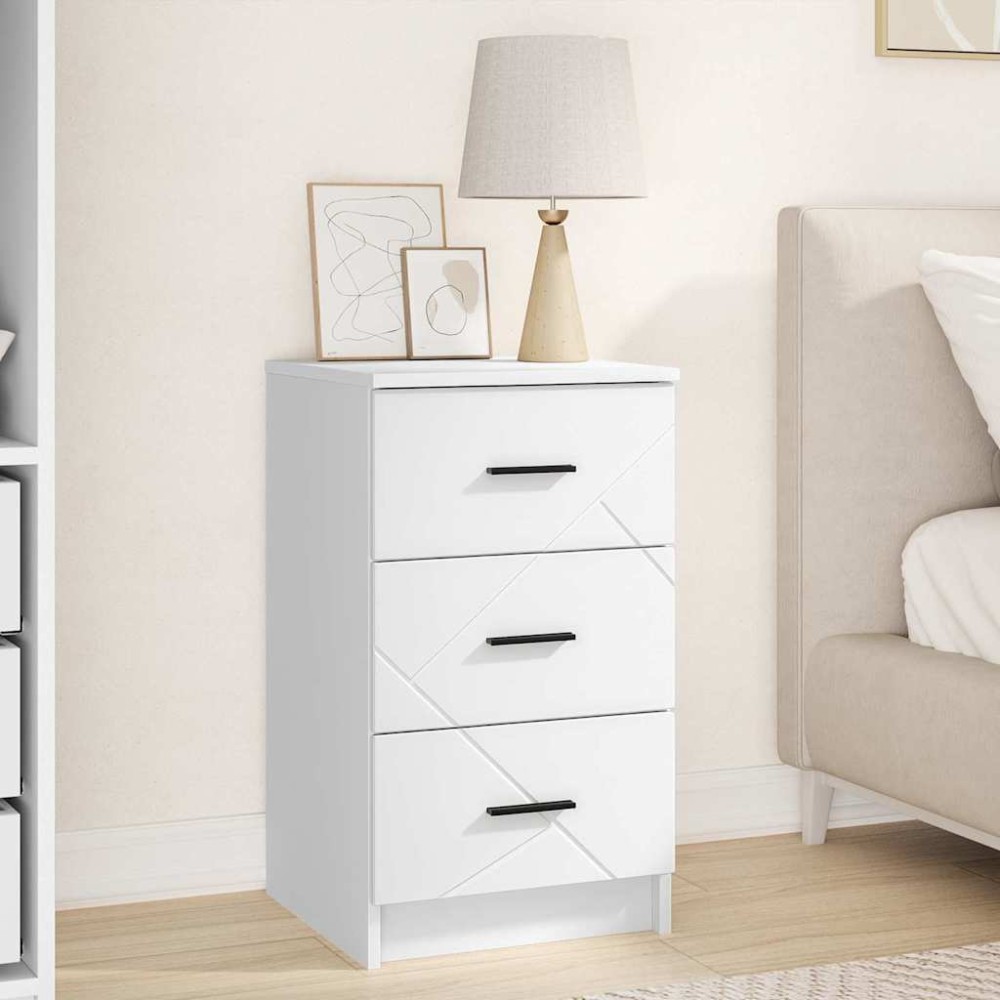 vidaXL Κομοδίνο Λευκό 38 x 38 x 66 εκ Επεξεργασμένο ξύλο