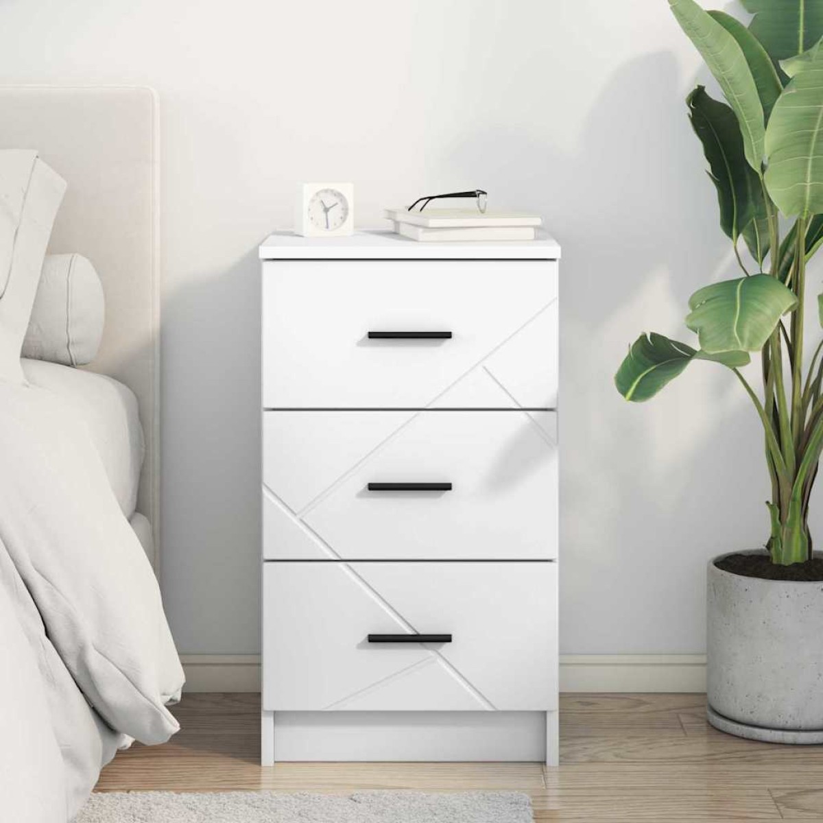 vidaXL Κομοδίνο Λευκό 38 x 38 x 66 εκ Επεξεργασμένο ξύλο