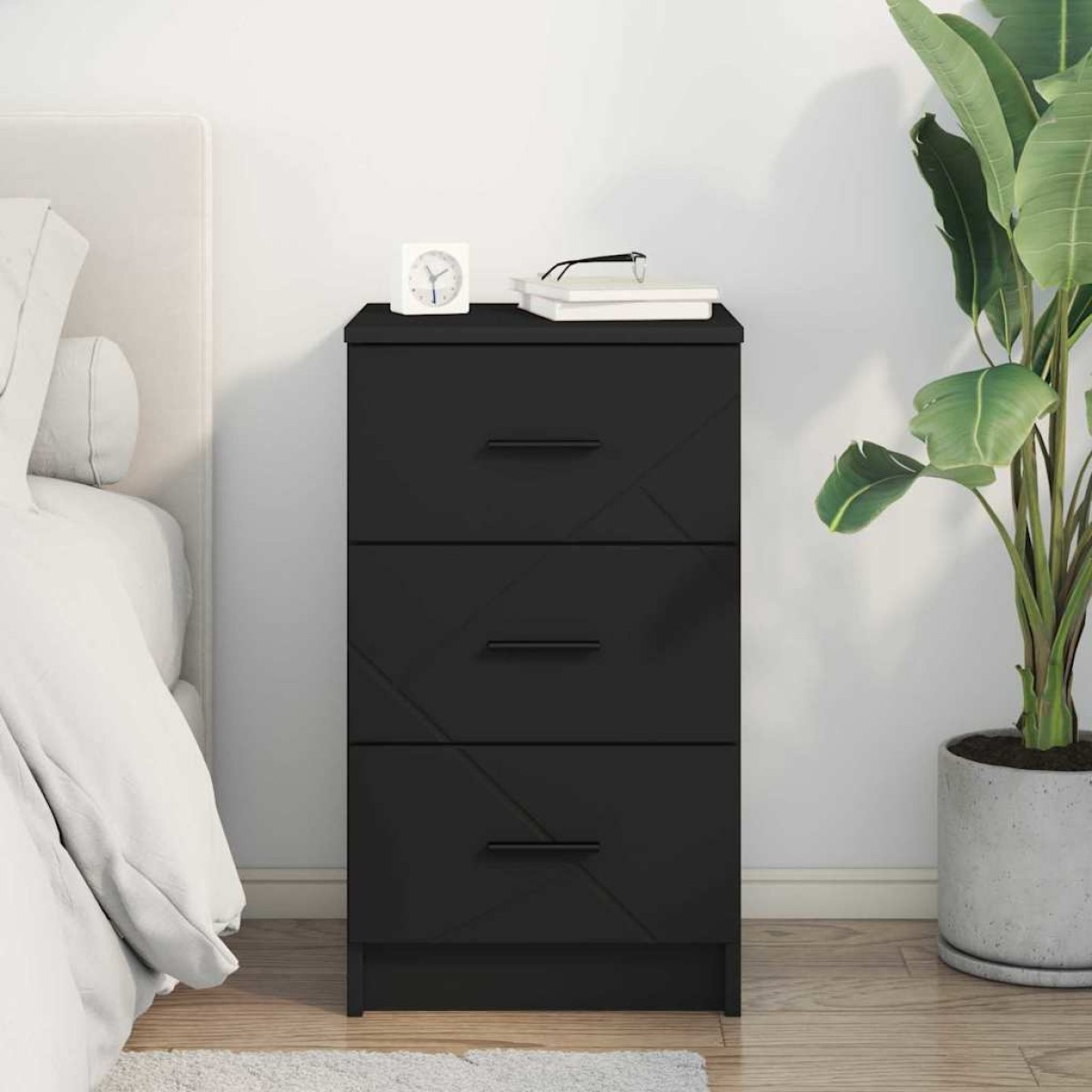 vidaXL Κομοδίνο Μαύρο 38 x 38 x 66 εκ Επεξεργασμένο ξύλο