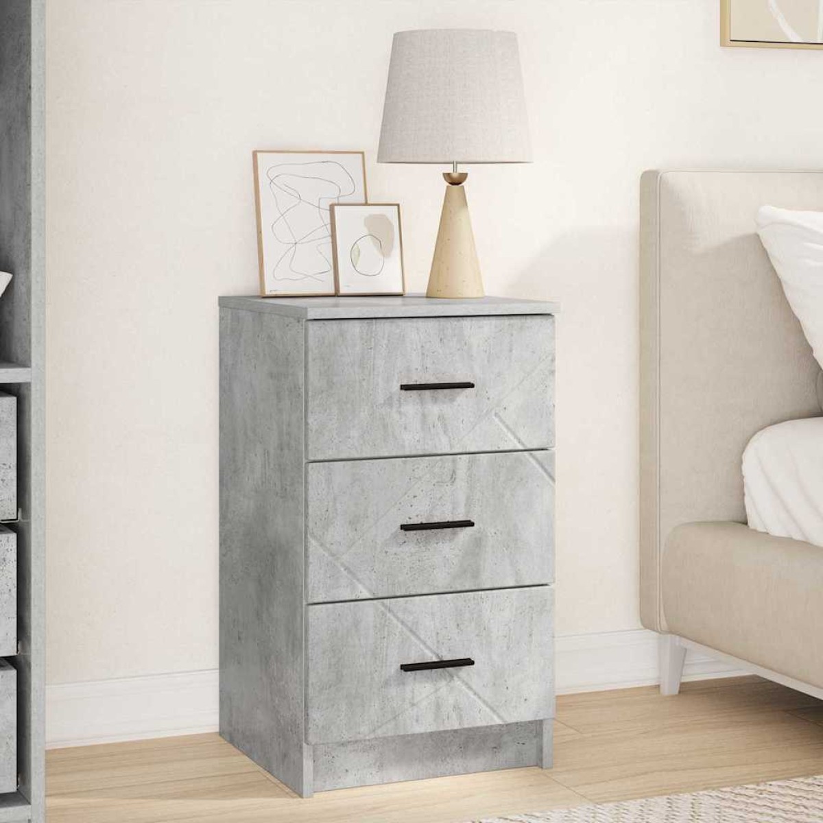 vidaXL Κομοδίνο Γκρι σκυροδέματος 38 x 38 x 66 εκ Επεξεργασμένο ξύλο