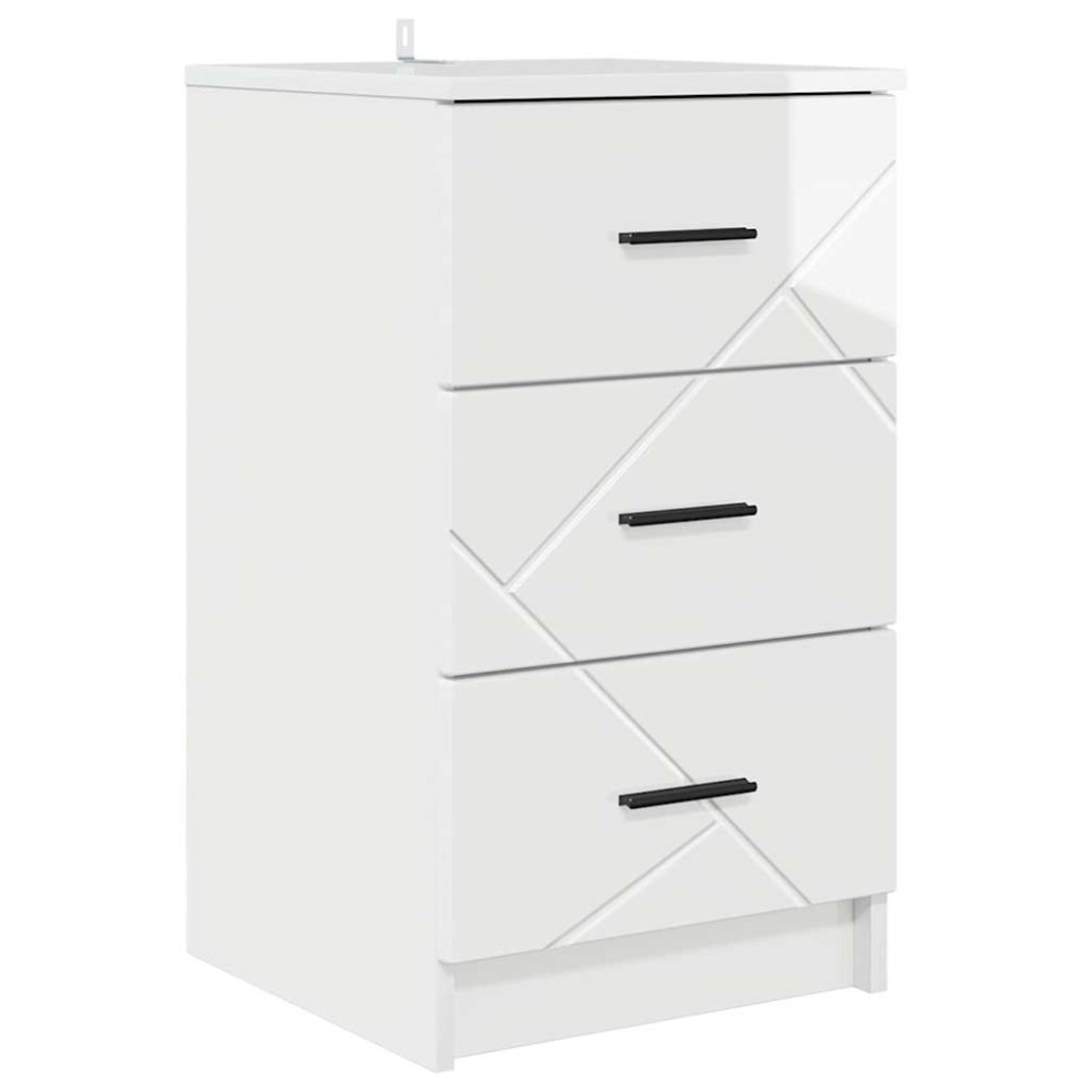 vidaXL Κομοδίνο Γυαλιστερό λευκό 38 x 38 x 66 εκ Επεξεργασμένο ξύλο
