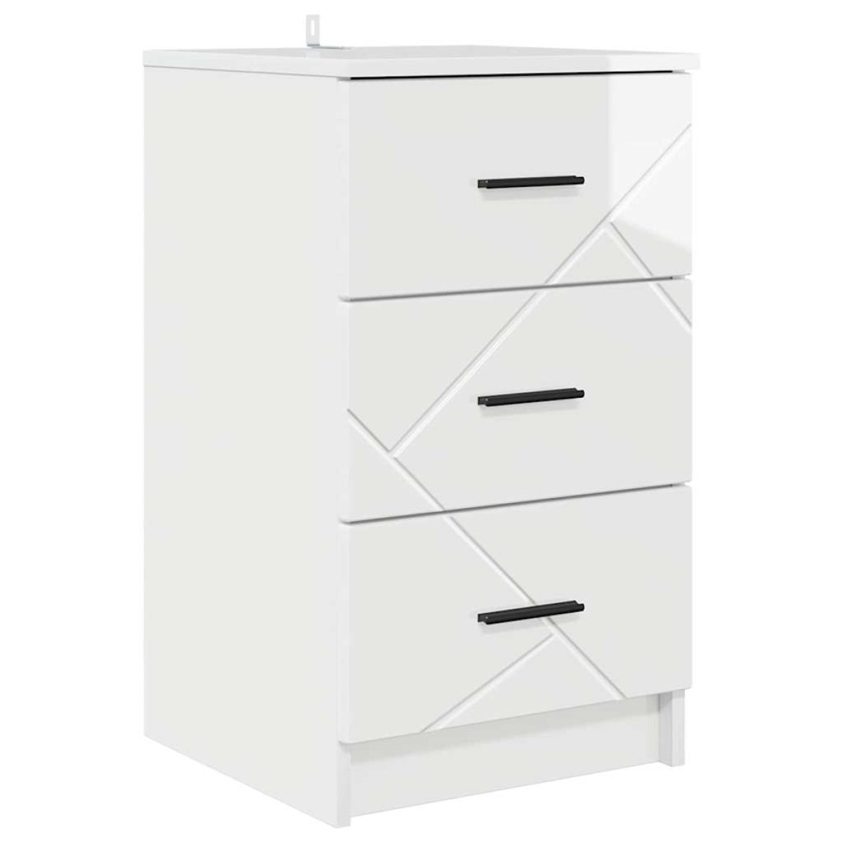vidaXL Κομοδίνο Γυαλιστερό λευκό 38 x 38 x 66 εκ Επεξεργασμένο ξύλο