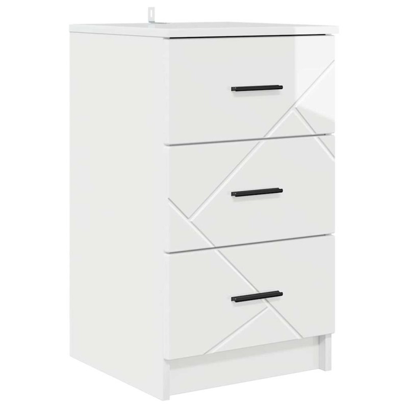 vidaXL Κομοδίνο Γυαλιστερό λευκό 38 x 38 x 66 εκ Επεξεργασμένο ξύλο