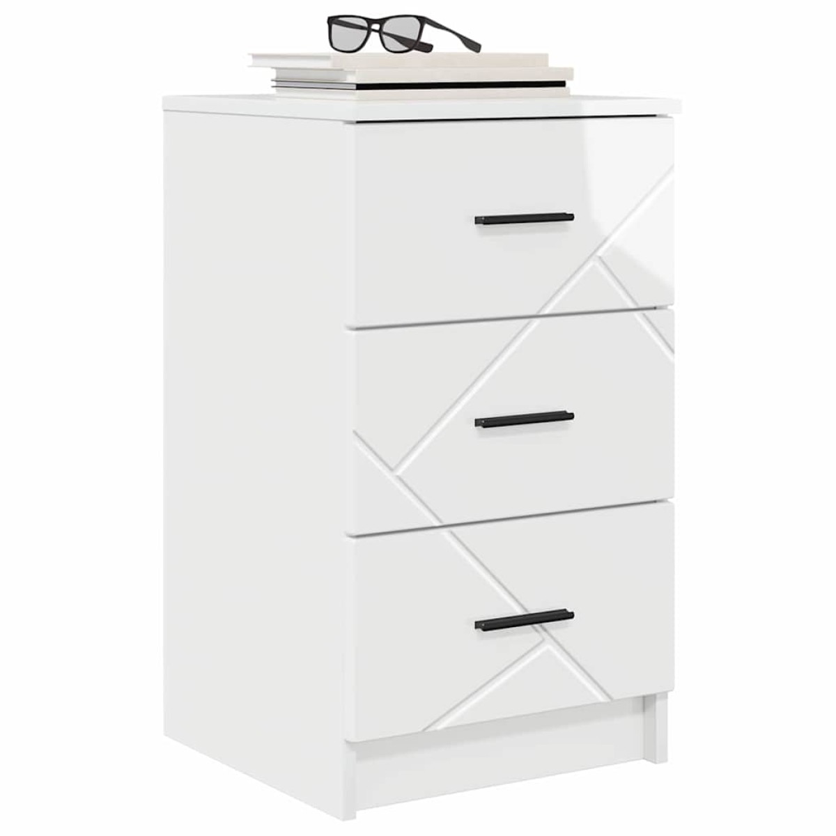 vidaXL Κομοδίνο Γυαλιστερό λευκό 38 x 38 x 66 εκ Επεξεργασμένο ξύλο