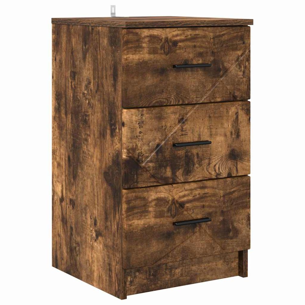 vidaXL Κομοδίνο Καπνιστή δρυς 38 x 38 x 66 εκ Επεξεργασμένο ξύλο