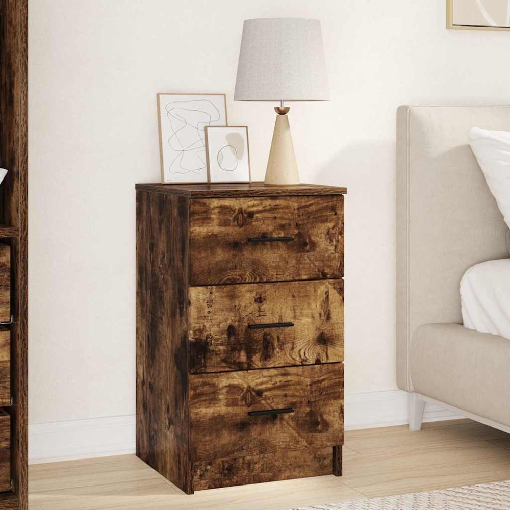 vidaXL Κομοδίνο Καπνιστή δρυς 38 x 38 x 66 εκ Επεξεργασμένο ξύλο