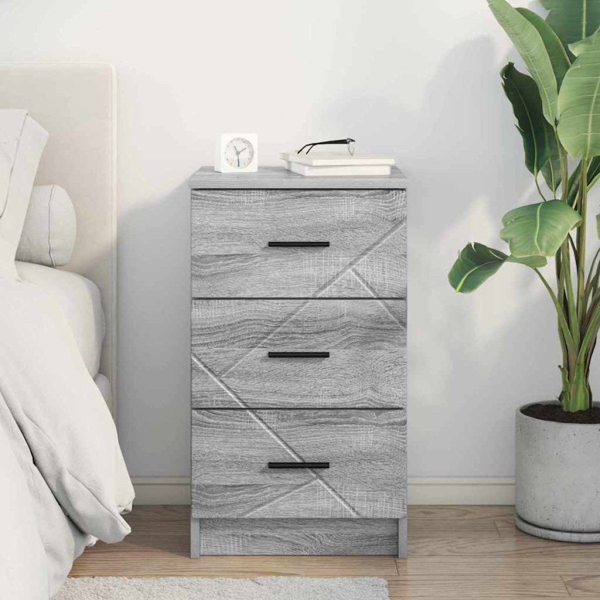 vidaXL Κομοδίνο Γκρι sonoma 38 x 38 x 66 εκ Επεξεργασμένο ξύλο