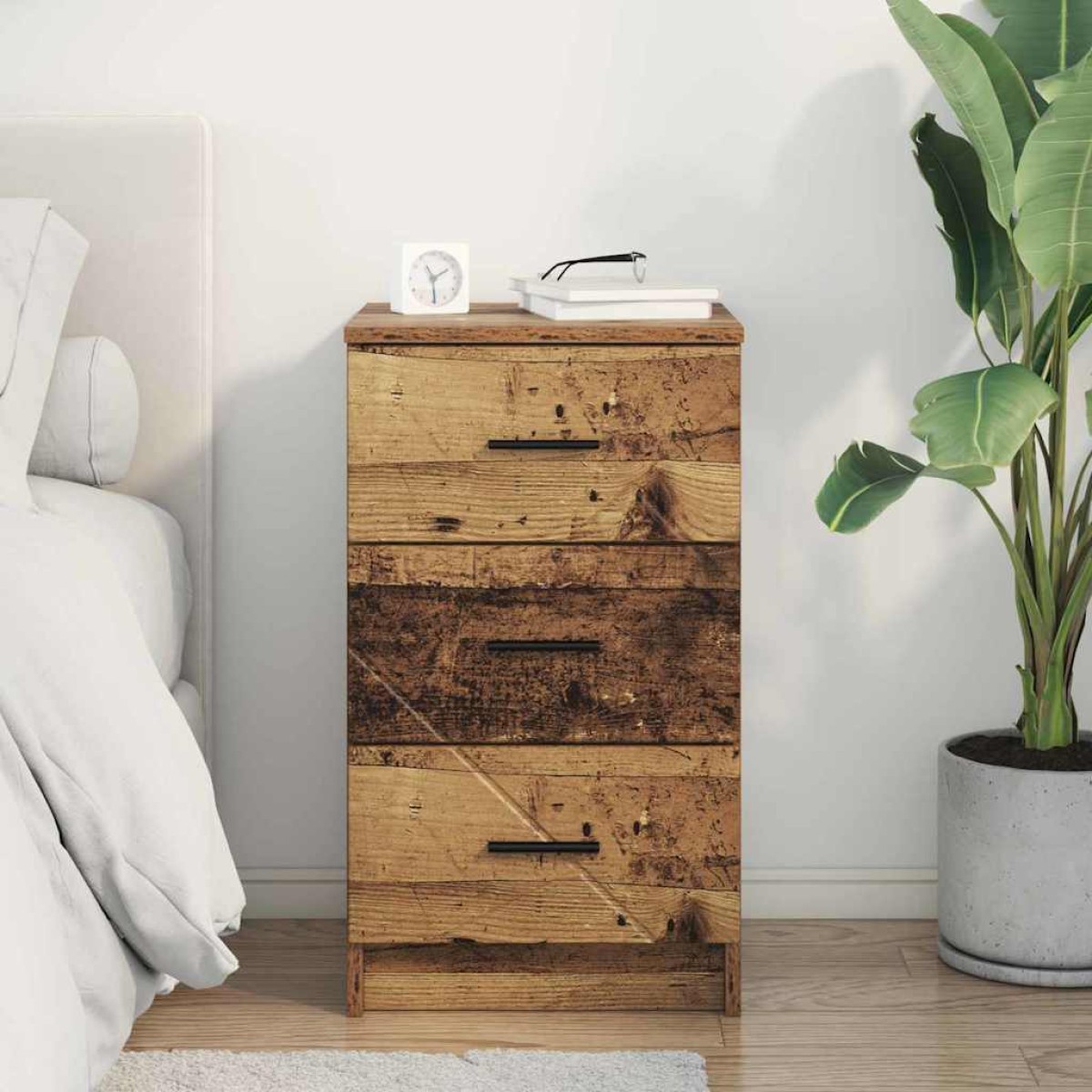 vidaXL Κομοδίνο Παλαιό ξύλο 38 x 38 x 66 εκ Επεξεργασμένο ξύλο