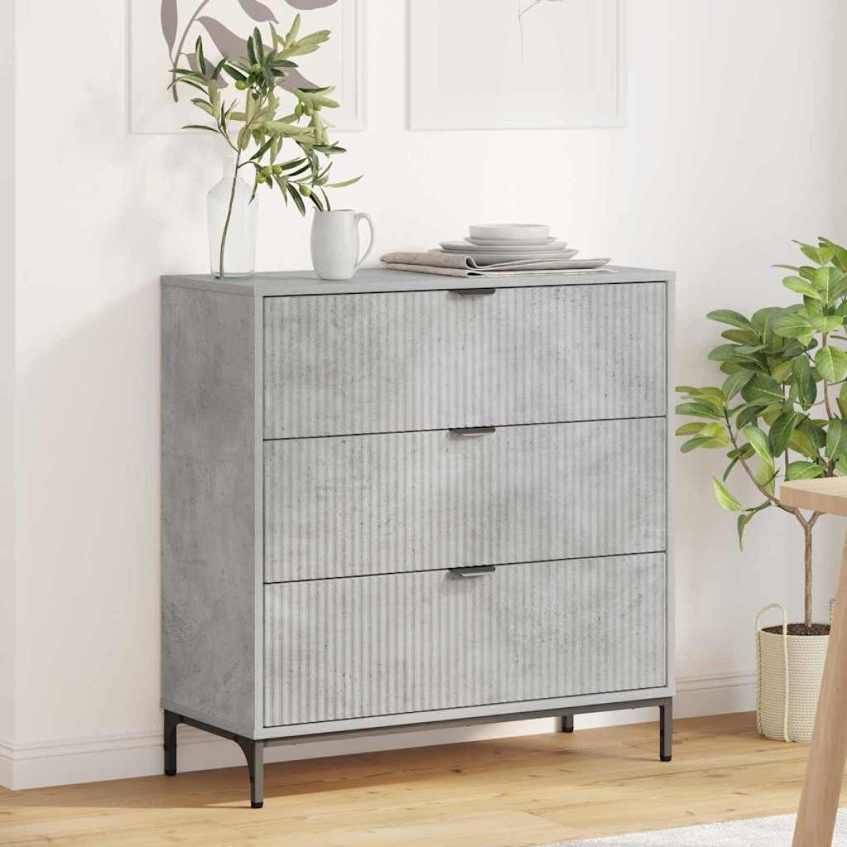 vidaXL Πλαϊνό γραφείο Σκυρόδεμα Γκρι 79,5 x 33 x 82 εκ