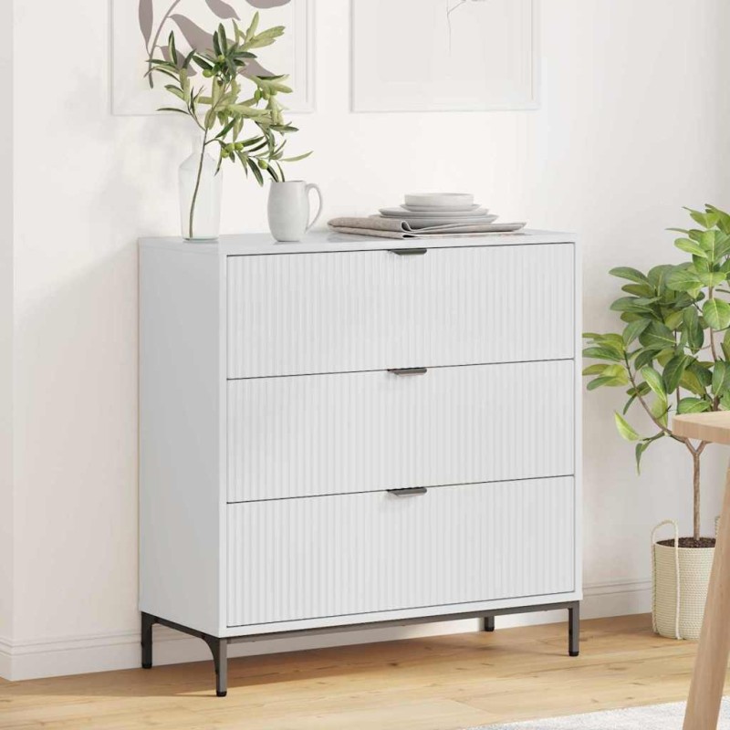 vidaXL Πλαϊνό γραφείο Υψηλής γυαλάδας λευκό 79,5 x 33 x 82 εκ