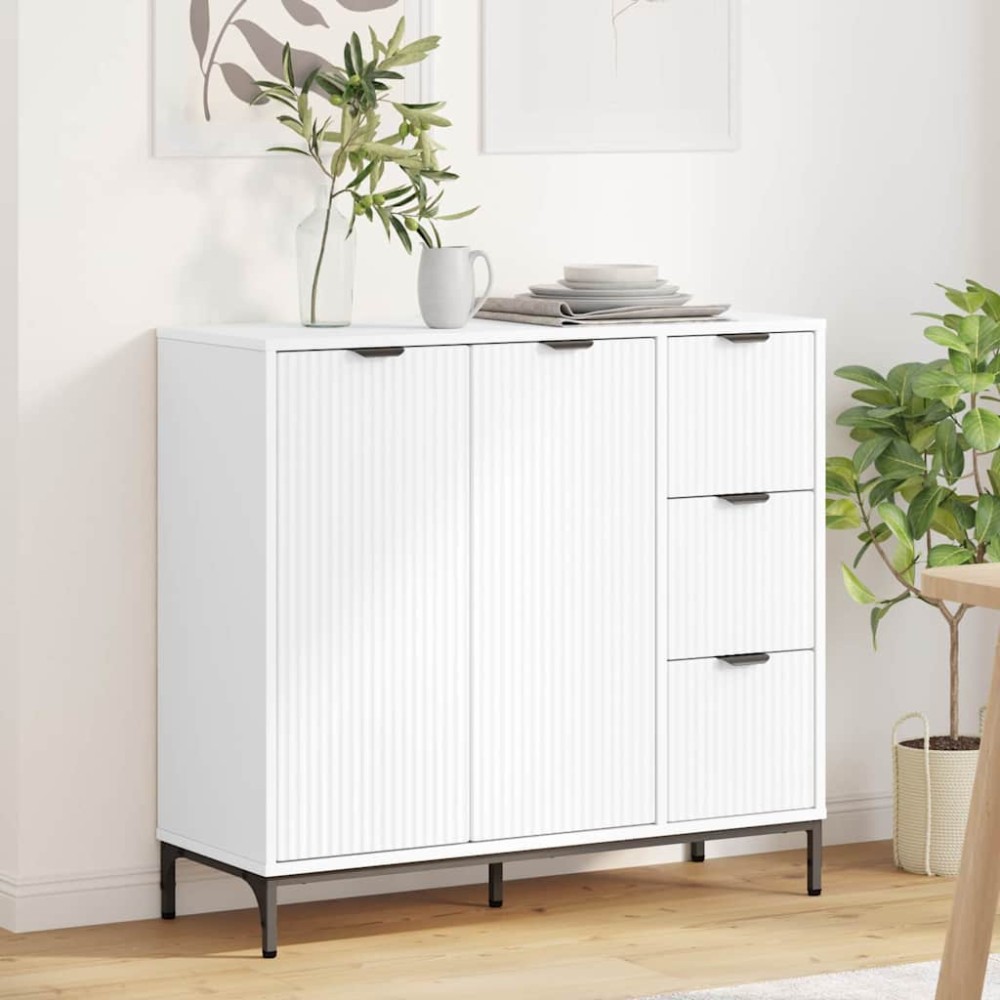 vidaXL Πλαϊνό γραφείο Λευκό 89,5 x 33 x 82 εκ. Επεξεργασμένο Ξύλο