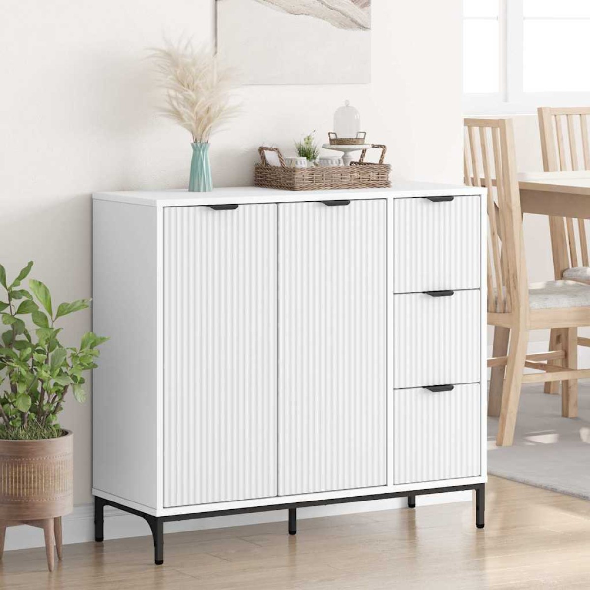 vidaXL Πλαϊνό γραφείο Λευκό 89,5 x 33 x 82 εκ. Επεξεργασμένο Ξύλο