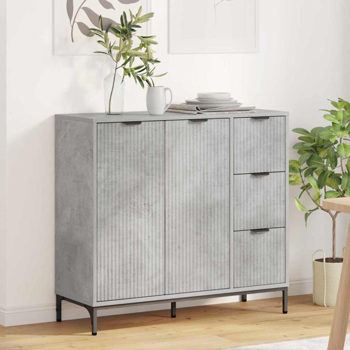 vidaXL Πλαϊνό γραφείο Σκυρόδεμα Γκρι 89,5 x 33 x 82 εκ.
