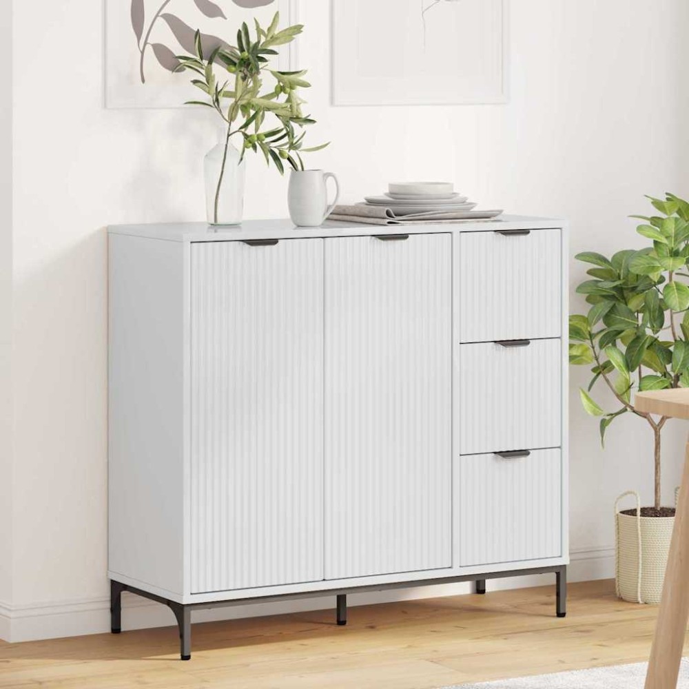 vidaXL Πλαϊνό γραφείο Υψηλής γυαλάδας λευκό 89,5 x 33 x 82 εκ.