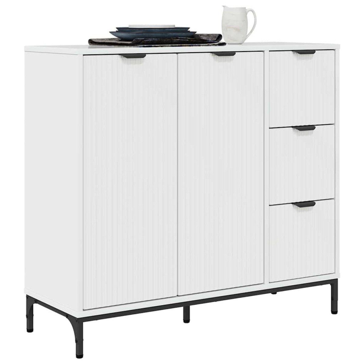 vidaXL Πλαϊνό γραφείο Υψηλής γυαλάδας λευκό 89,5 x 33 x 82 εκ.